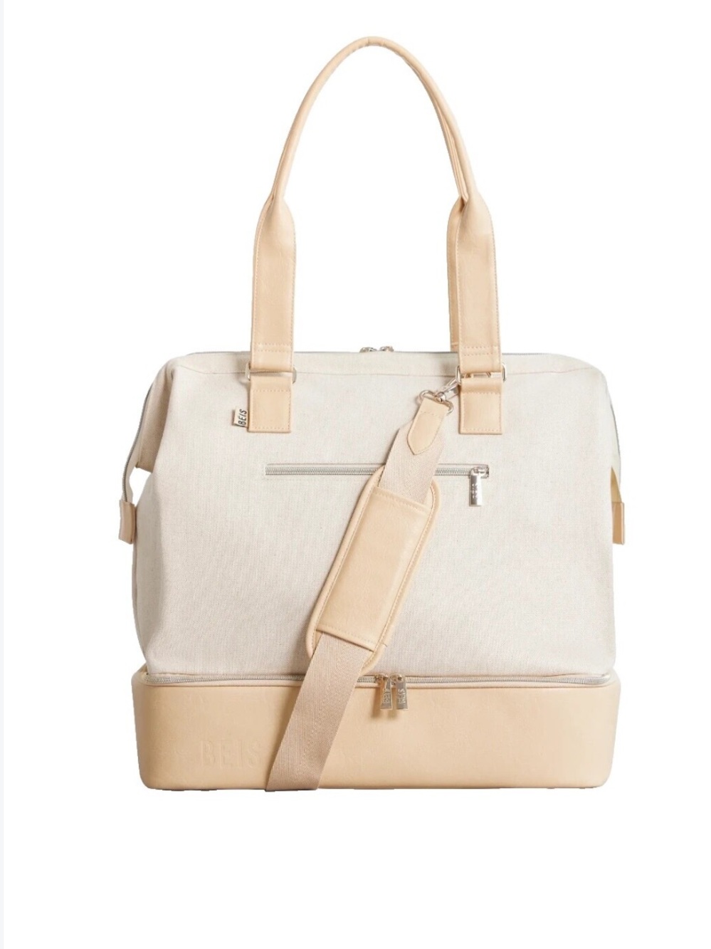 BEIS The Weekender Bag In Tan And Beige Luggage Shoe Compartment